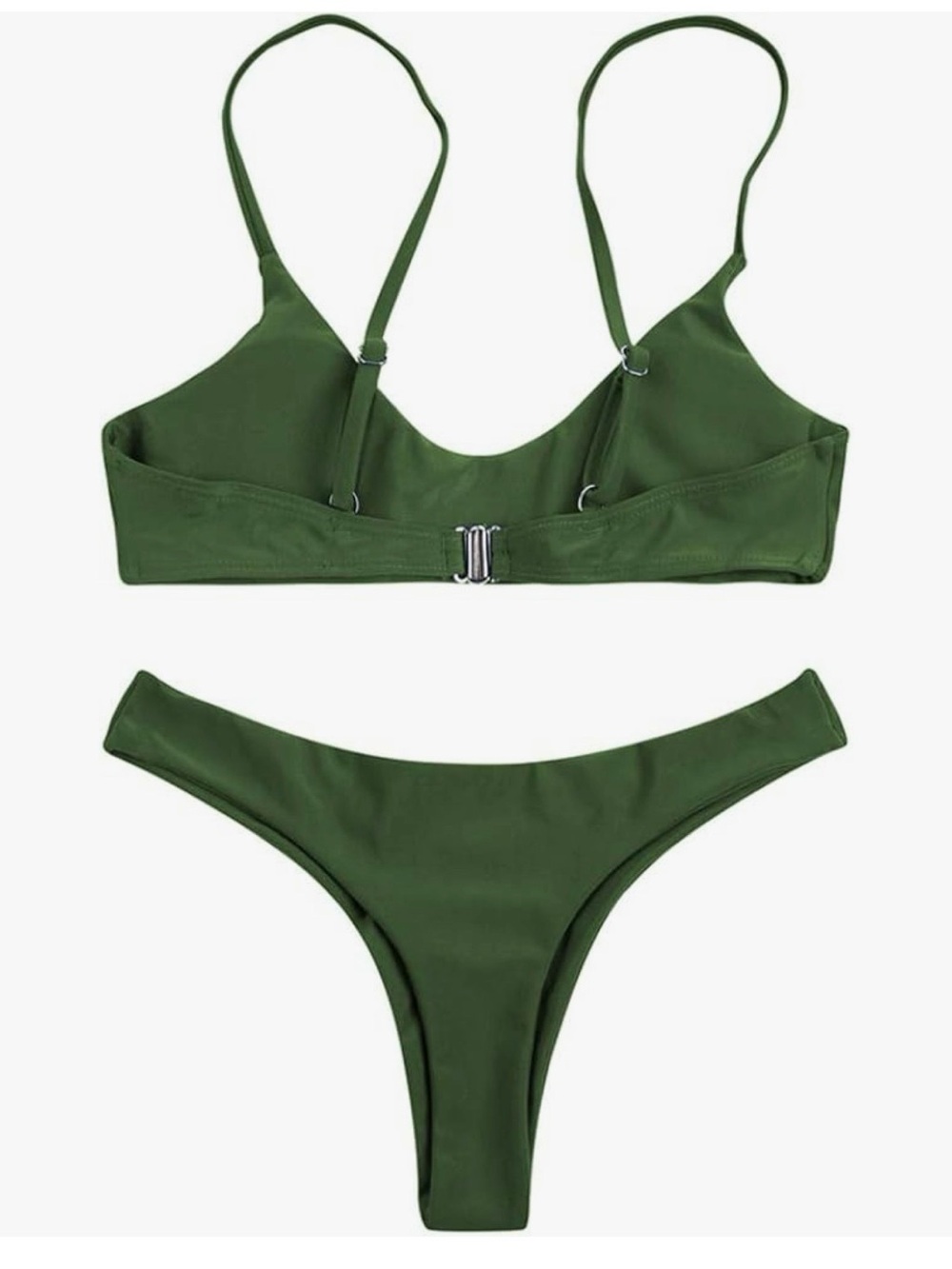 Women's Olive Green Scoop Neck Push up, Brazilian Thong Bikini - Brand New! - Picture 2 of 6